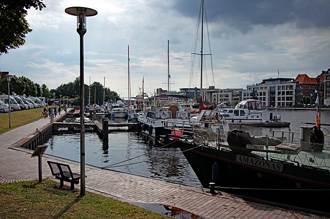 Emden in East Frisia - At the inner harbor with marina and RV parking