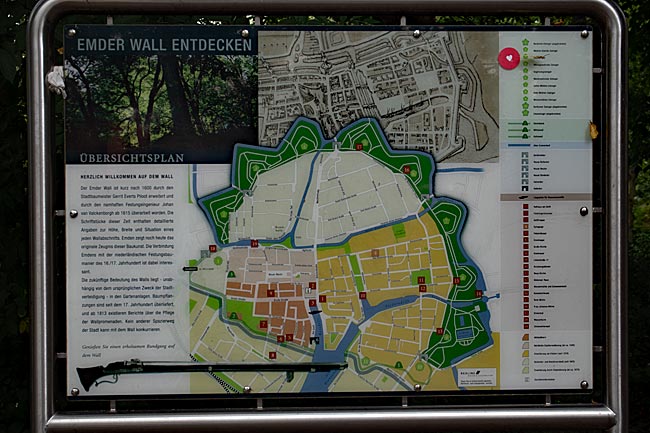 Emden in East Frisia - Information board at Emden Wall