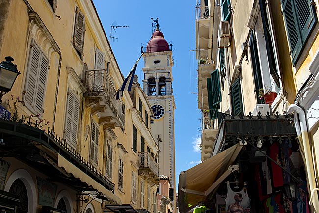Corfu in Greece - The bell tower of Agios Spiridon in Kerkyra