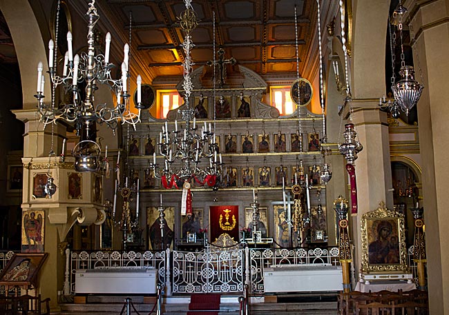 Corfu in Greece - A view into Panagia Spiliotissa
