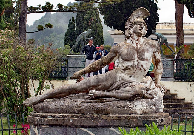 Corfu in Greece - Dying Achilles in the garden of the Achilleion