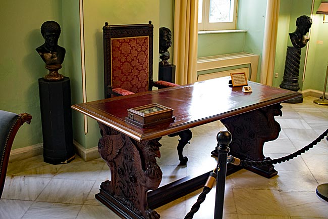 Corfu in Greece - The Empress’s Desk in Achilleion