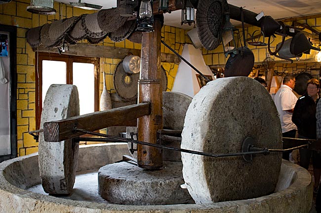 Corfu in Greece - Old olive oil mill that ground olives with pits