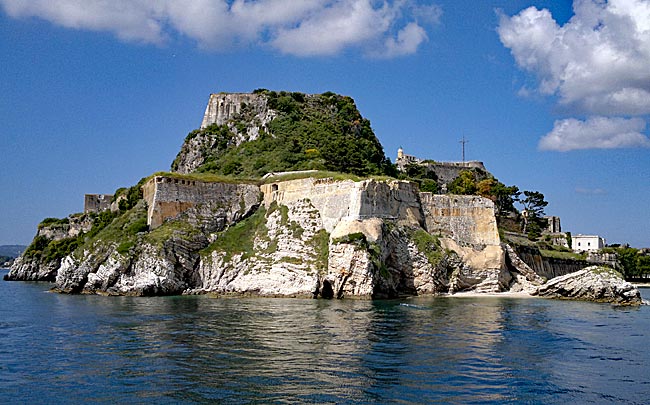 Corfu in Greece - The Old Fortress in Kerkyra from the Water