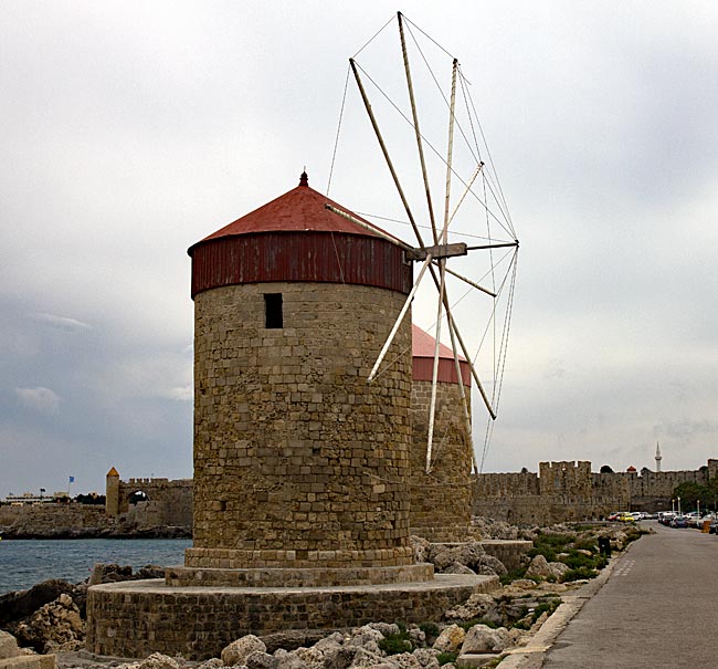 Rhodes Old Town - Mills on Mandraki Harbor