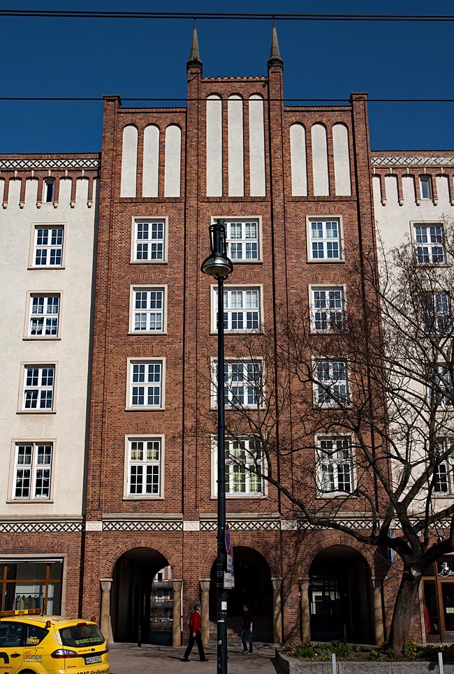 Rostock - Building from the 1950s with references to Brick Gothic in Lange Straße