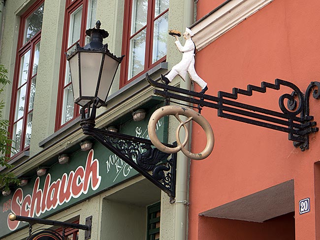 Wismar - lantern and sign