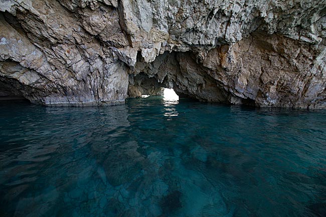 Zakynthos, the Ionian Island in Greece - Only small boats can be used to see the caves from the inside